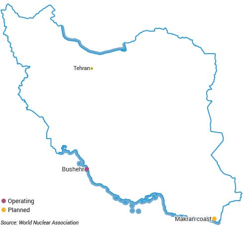 Nuclear Power Plants in Iran map